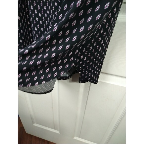 Woman Within 18/20 Blouse Black Purple Diamond Polka Dot Business Casual Stretch - Picture 5 of 10